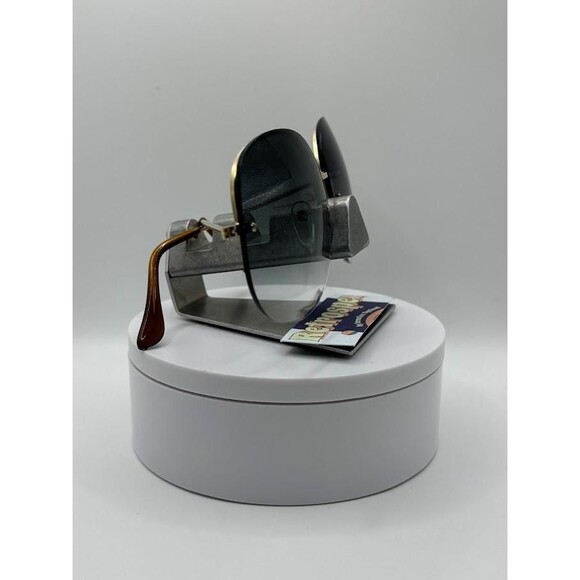 New 1970s Vintage Oversize Sunglasses | NOS | Large Gold Rimless Metal Style - Picture 9 of 9